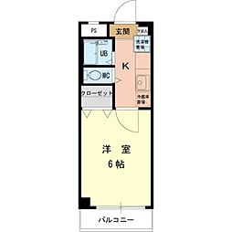 ハイムロアール 1階1Kの間取り