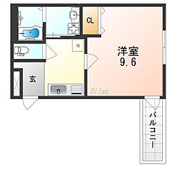 南海高野線 浅香山駅 徒歩8分の賃貸アパート 3階1Kの間取り