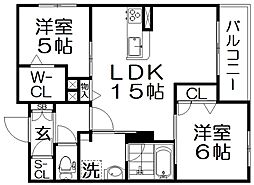 パルク・ブリーゼ 2LDKの間取図画像