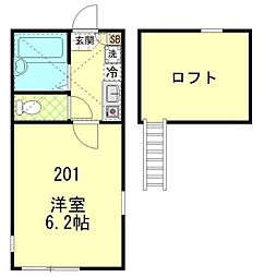 モントレー 2階1Kの間取り