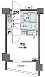 エコロジー都立大学レジデンス 6階1Kの間取り