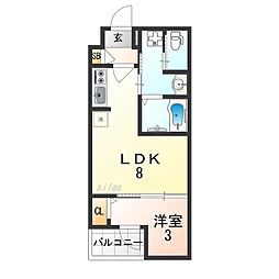 H-maison塚本III 1LDKの間取図画像