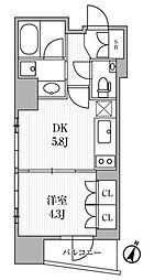 Dimus大手町NORTH 1DKの間取図画像