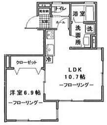 コージーコート馬込 1階1LDKの間取り