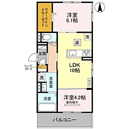 ヌーベル・ヴィ―侍従池 3階2LDKの間取り