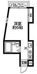 スカイコート後楽園 ワンルームの間取図画像