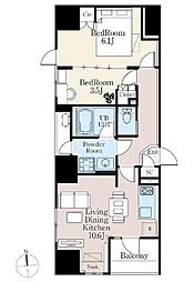 ザ・ライオンズフォーシア町屋 2階2LDKの間取り