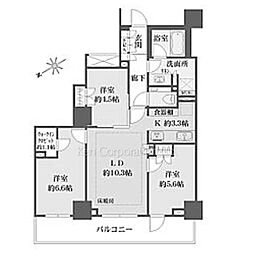 ザ・パークハウス三田ガーデンＴＯＷＥＲ棟 9階3LDKの間取り