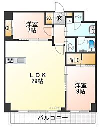 JR東海道・山陽本線 甲子園口駅 徒歩14分の賃貸マンション 4階2LDKの間取り