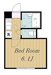 ピーナッツ 2階1Kの間取り