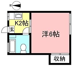 エーデルハイム 1階1Kの間取り