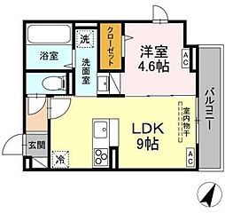 JR中央線 吉祥寺駅 4.6kmの賃貸アパート 2階1LDKの間取り