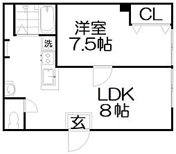 池田グランドコーポ 1LDKの間取図画像