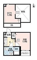 カスミ美原町 1Kの間取図画像