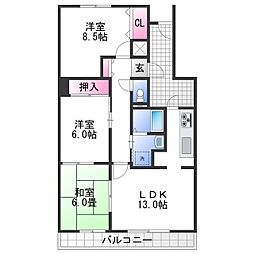 リベラス2112号棟 3階3LDKの間取り
