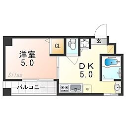 プロスペクト河原町五条 10階1DKの間取り
