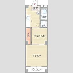 トーカイプラザ壱号館 2DKの間取図画像