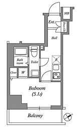 GENOVIAお花茶屋skygarden 8階1Kの間取り