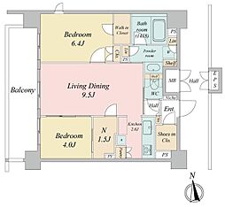 都営三田線 西台駅 徒歩5分の賃貸マンション 8階2LDKの間取り
