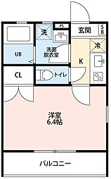 CielBleu南林間 1Kの間取図画像