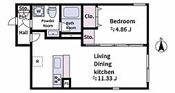 aLATO Oyama 1階1LDKの間取り