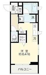 JR南武線 南多摩駅 徒歩2分の賃貸マンション 2階ワンルームの間取り