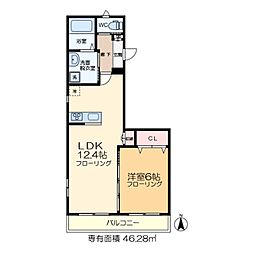 CasaK.K 1LDKの間取図画像