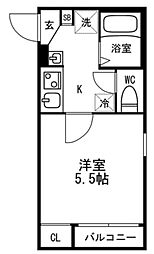 メゾンドソレイユ大島 1Kの間取図画像