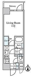 ディームス東陽町2 1Kの間取図画像