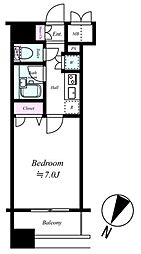 京急本線 京急蒲田駅 徒歩4分の賃貸マンション 7階1Kの間取り