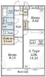 リブリ・淵野辺III 1階2LDKの間取り