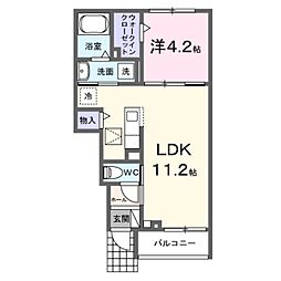 ペスカ　エル 1階1LDKの間取り