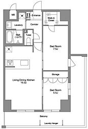 Prima Stella 12階2LDKの間取り