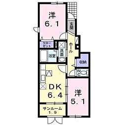 T&A南3 2DKの間取図画像