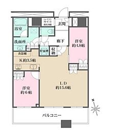 勝どきザ・タワー 2LDKの間取図画像