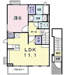 メゾン・ドゥ・リヴィエール 1LDKの間取図画像