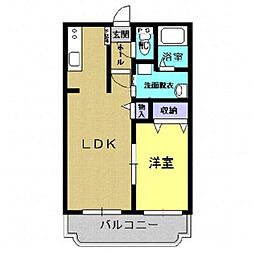 グランディール 3階1LDKの間取り