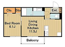 Navis 2階1LDKの間取り