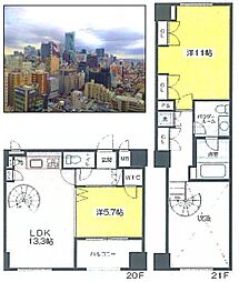 リブレ東新宿 2LDKの間取図画像