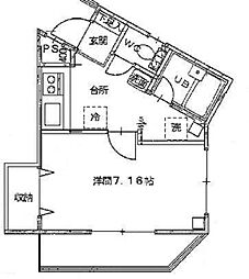 サンベールK 2階1Kの間取り