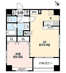 プレール・ドゥーク水天宮2 1LDKの間取図画像