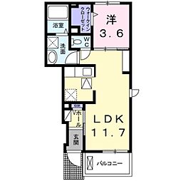 シャルマン大蓮北 1階1LDKの間取り