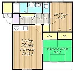 プレステージ 2階2LDKの間取り