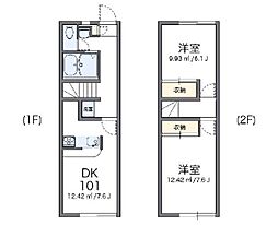 レオパレスサンライズ2 2DKの間取図画像