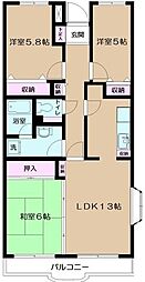イーストパーク胡録台 3LDKの間取図画像
