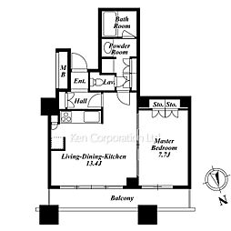 芝浦アイランド　グローヴタワー 3階1LDKの間取り