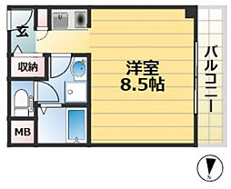 JR東海道・山陽本線 三ノ宮駅 徒歩7分の賃貸アパート 10階1Kの間取り