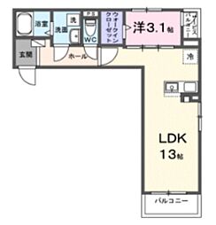 ヒカルサ川越霞ヶ関 1LDKの間取図画像