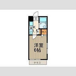 吉井ハイム 1階1Kの間取り