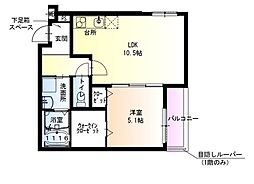 フジパレス百舌鳥駅南V番館 3階1LDKの間取り